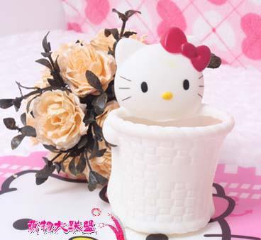 hello kitty 猫头立体牙刷架 杂物筒 吸盘挂式牙具